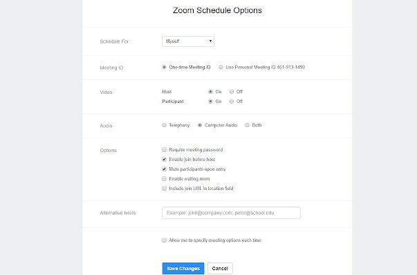 Pianificazione con Zoom Scheduler